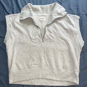 Abercrombie & Fitch Gray Sleeveless Zip-Up Top
